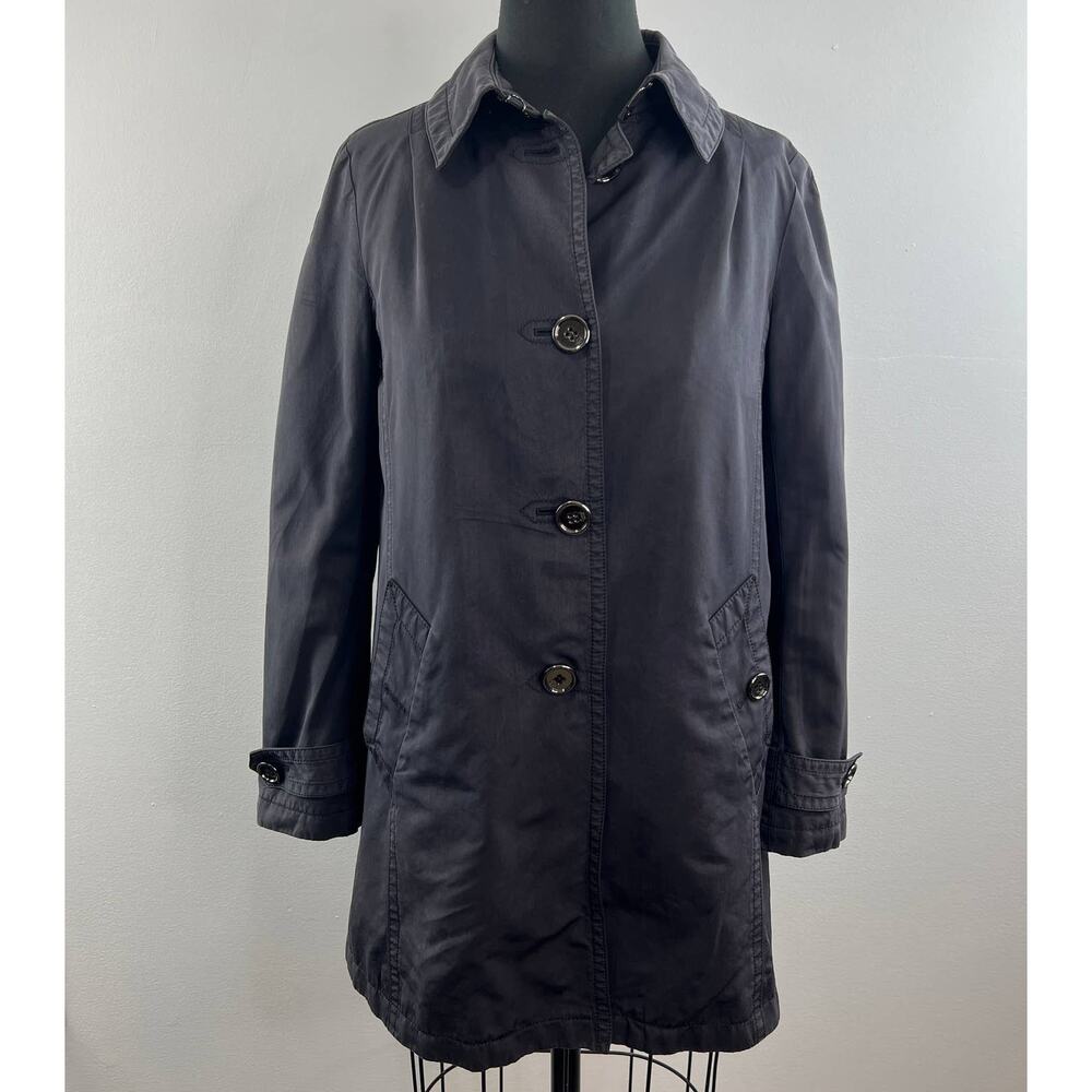 COACH Black Long Sleeve Button-Down Spread Collar Trench Coat Jacket Sz S Small